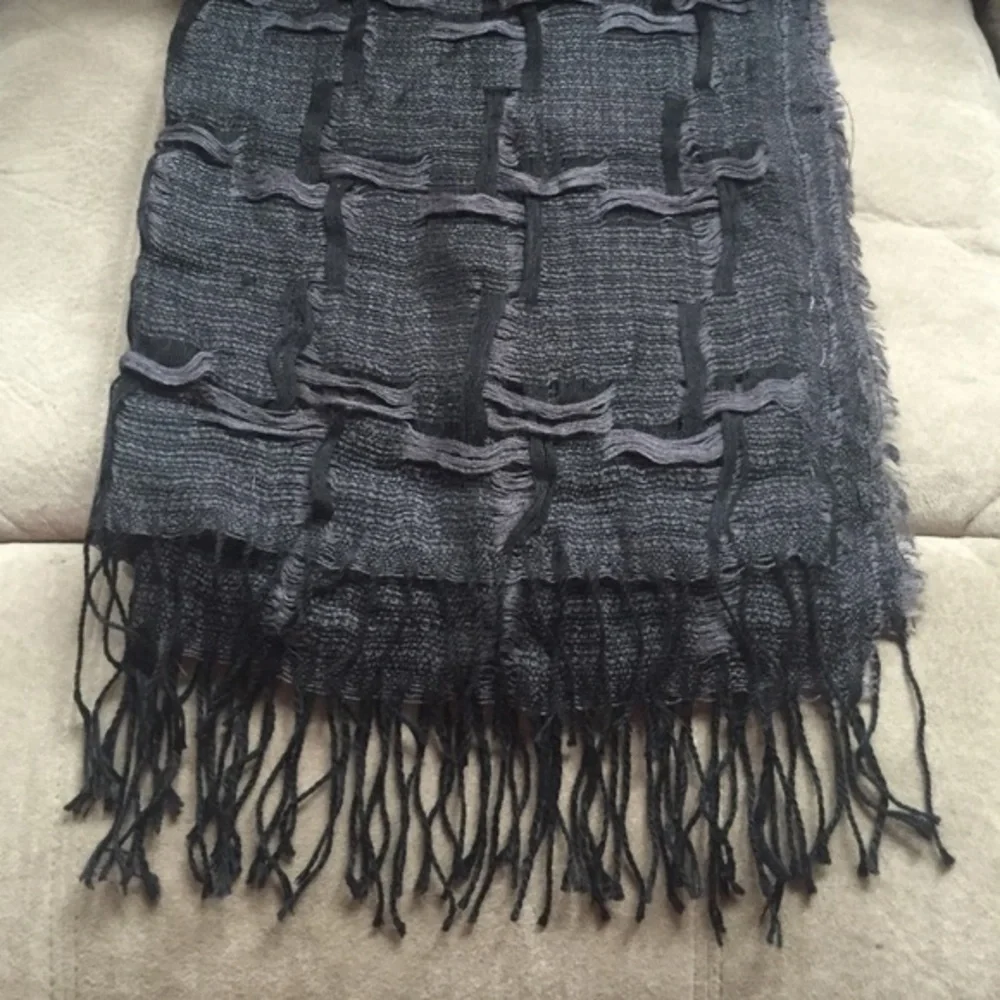 Black fringed scarf